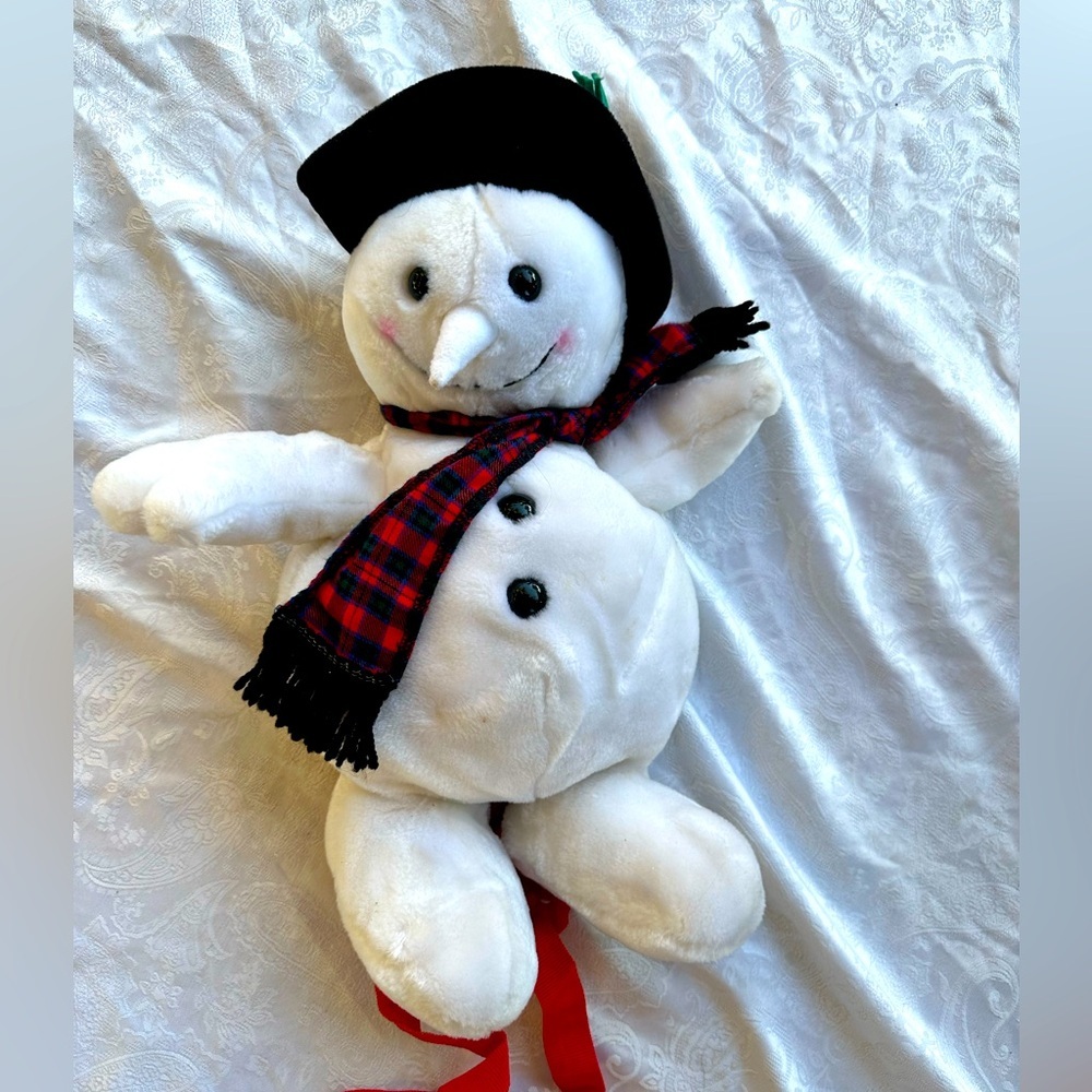 Vintage collective snowman back pack plush holiday christmast